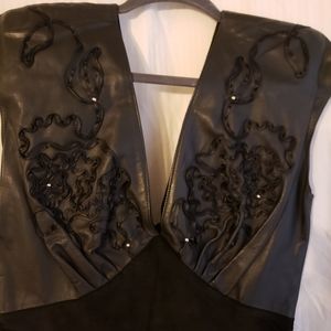 BLACK LEATHER N SUEDE DRESS